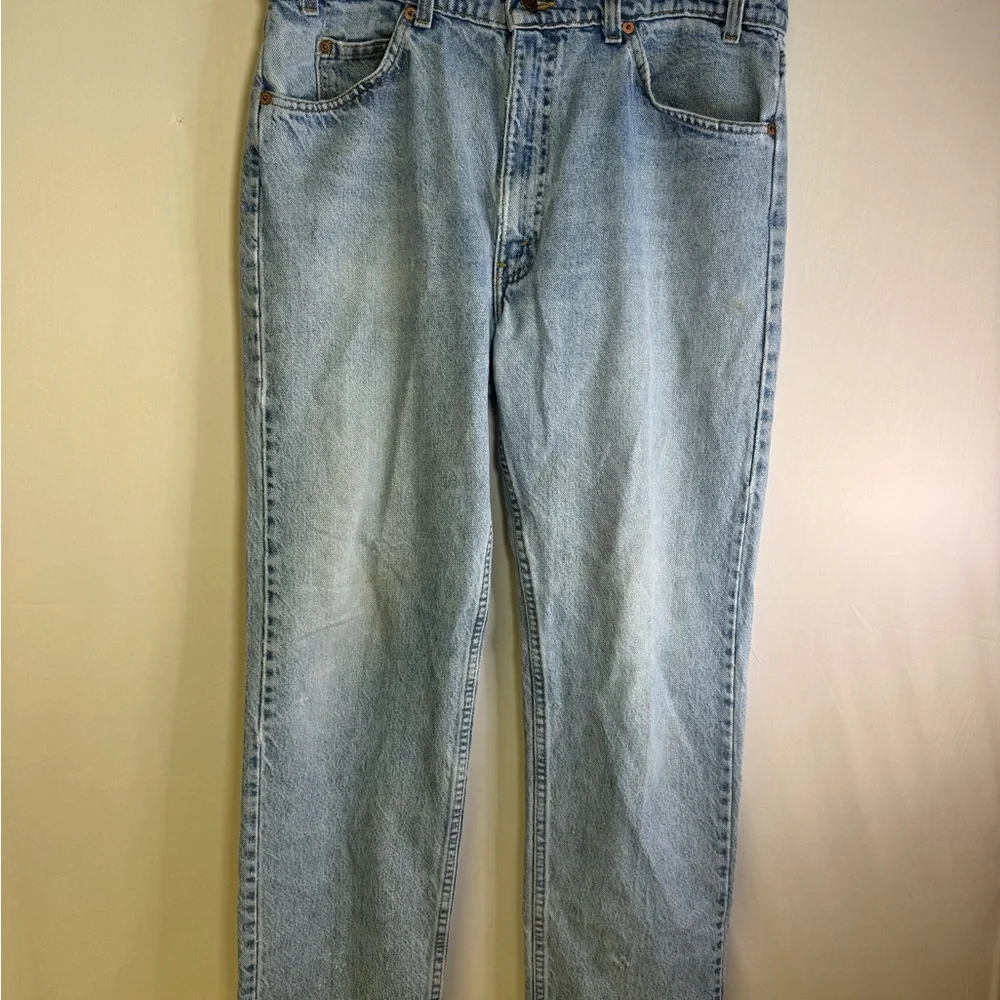 Vintage 80’s Orange tab 505 Light Blue Men's‎ Jeans distressed
